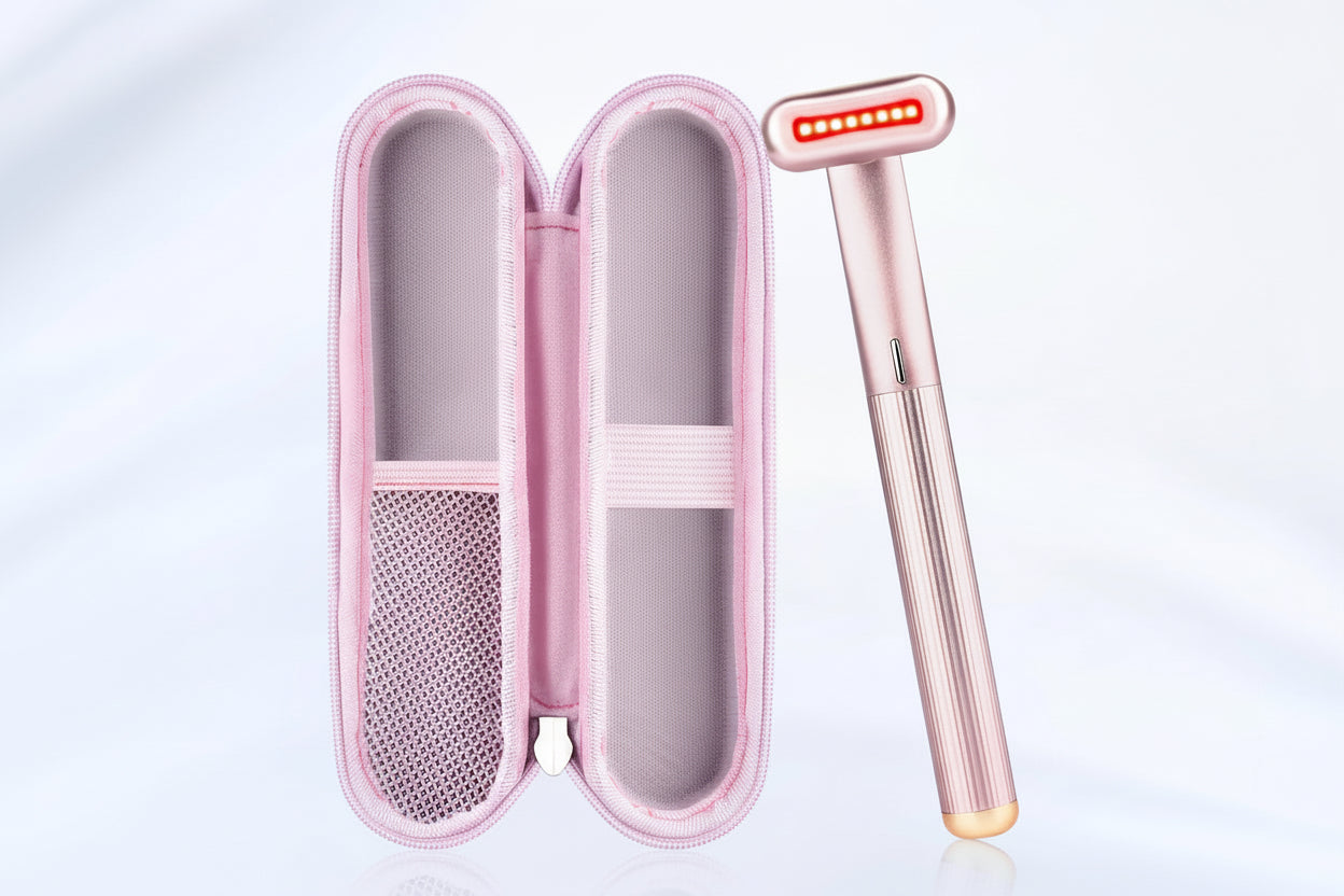 Red Light Therapy for Face, 4 in 1 Facial Wand for Anti-Aging, Anti-Wrinkle, Face Neck Light Therapy Wand, Skin Care Tool at Home, with Travel Carrying Case, One-Button Start
