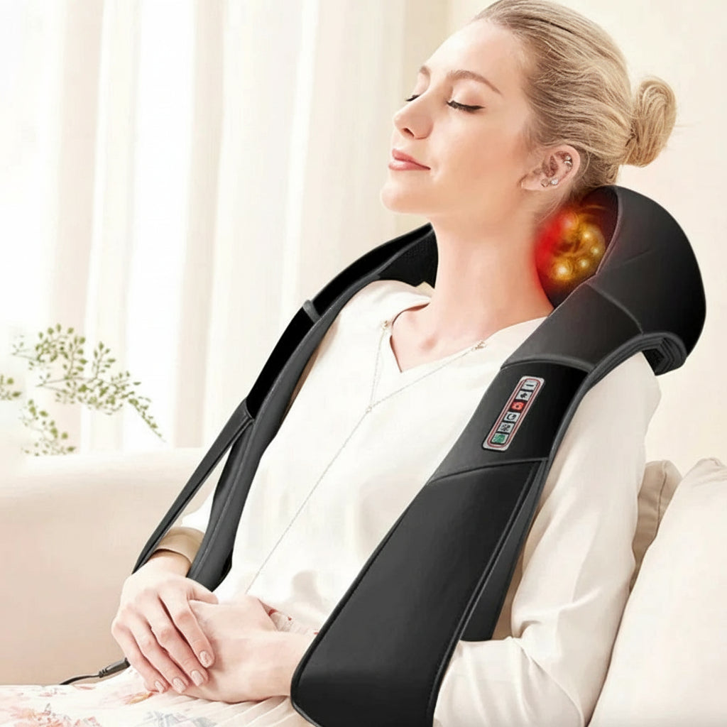 Shiatsu Back Neck and Shoulder Massager with Heat Deep Tissue 3D Kneading Pillow
