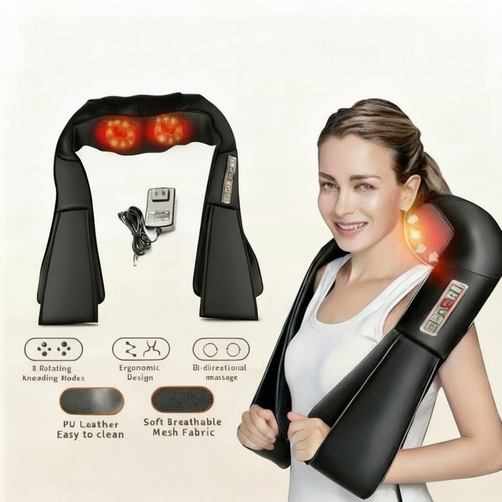 Shiatsu Back Neck and Shoulder Massager with Heat Deep Tissue 3D Kneading Pillow