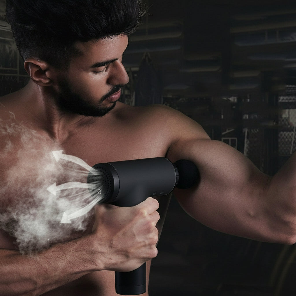 Massage Gun Percussion Massager Deep Tissue Muscle Vibrating Relaxing + 4 Heads