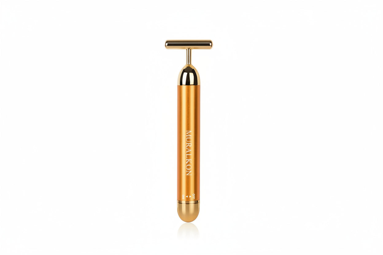 Beauty Bar, 24K Golden T-Shape Electric Sign Face Massage Tools, Improve Skin Relaxation and Enhance Elastic Activity