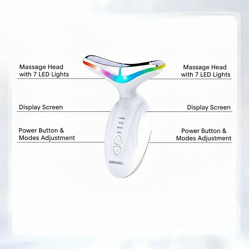 Led Facial Sculptor Red Light Therapy for Face and Neck Lift Device Facial Massager, Face Sculpting Tool with 4 Modes and 7 Colors Home Neck Tightening Device for Skin Care