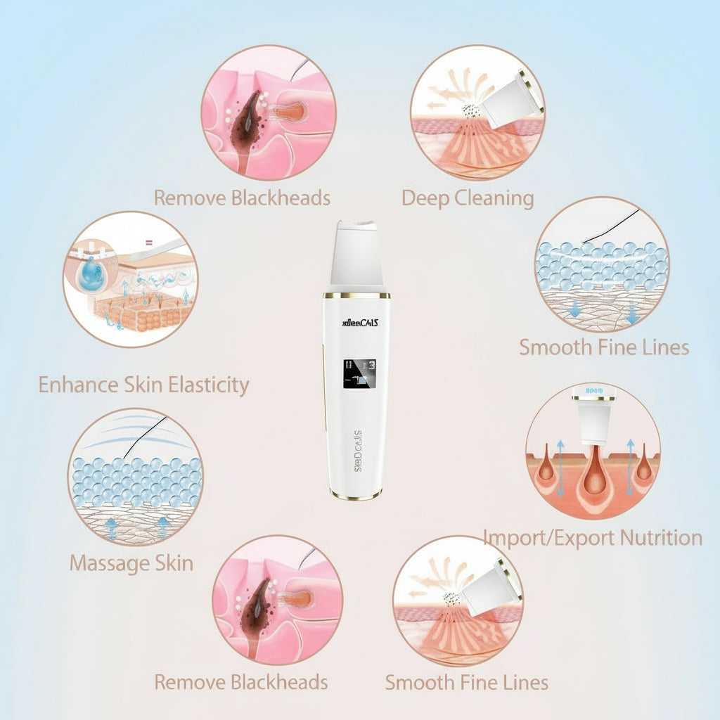 Limpiador Ultrasonico De La Piel Espatula Facial Para Pelar Limpiador Poros