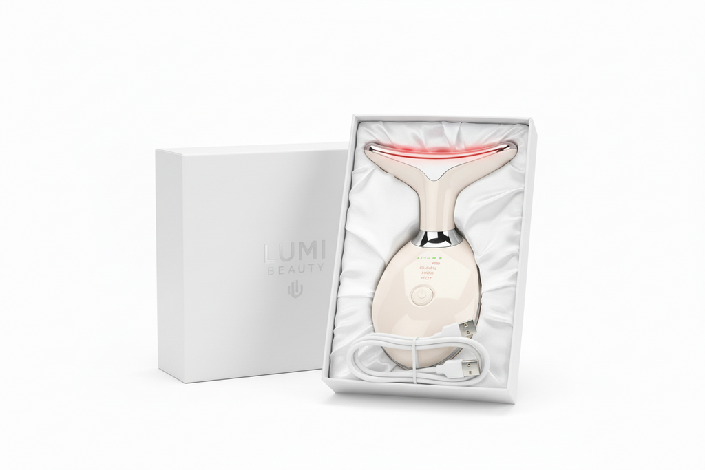 Facial &amp; Neck Massager – 3 Color Modes &amp; Vibration (Pink)