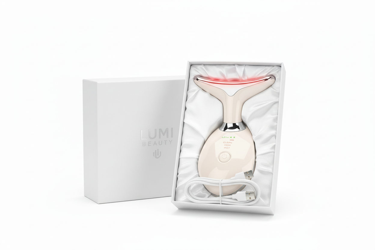 Facial &amp; Neck Massager – 3 Color Modes &amp; Vibration (Pink)