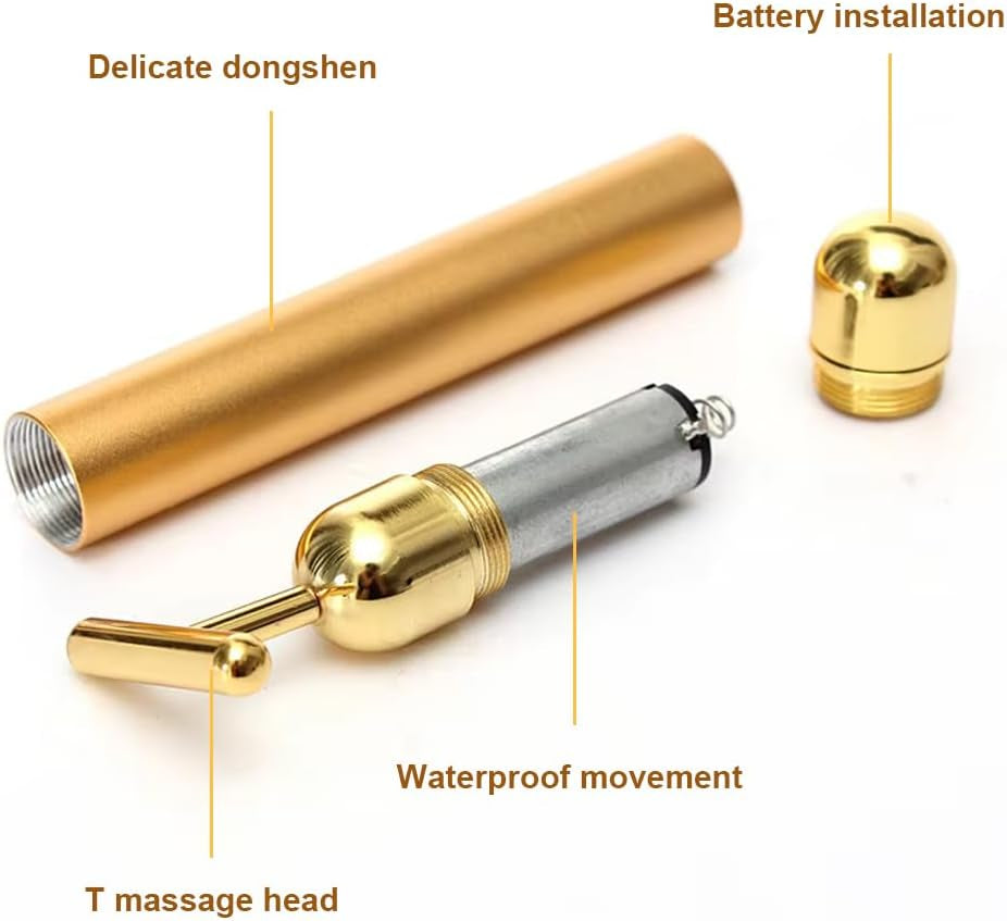 Beauty Bar, 24K Golden T-Shape Electric Sign Face Massage Tools, Improve Skin Relaxation and Enhance Elastic Activity