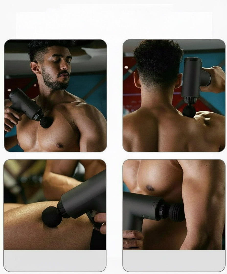 Massage Gun Percussion Massager Deep Tissue Muscle Vibrating Relaxing + 4 Heads