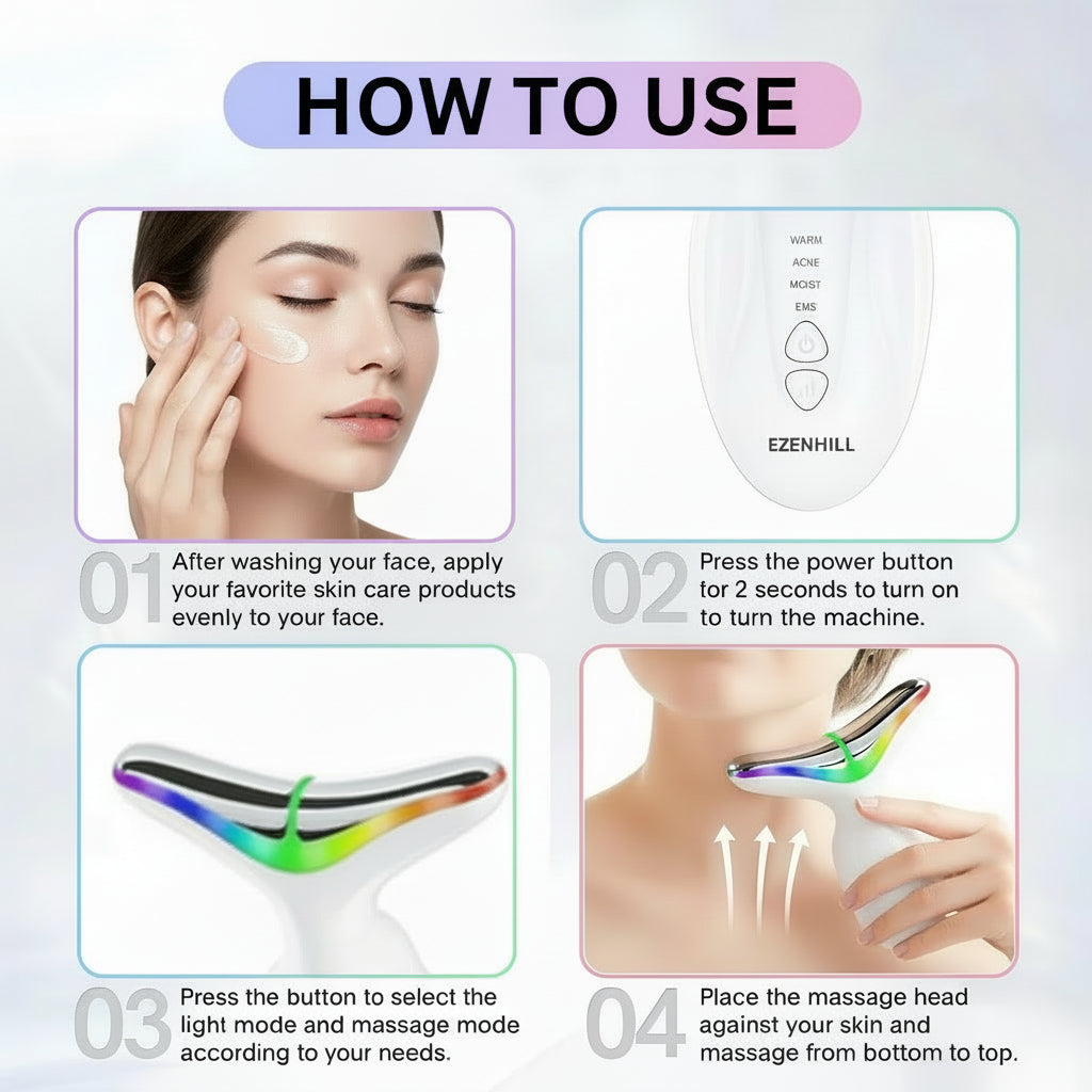 Led Facial Sculptor Red Light Therapy for Face and Neck Lift Device Facial Massager, Face Sculpting Tool with 4 Modes and 7 Colors Home Neck Tightening Device for Skin Care