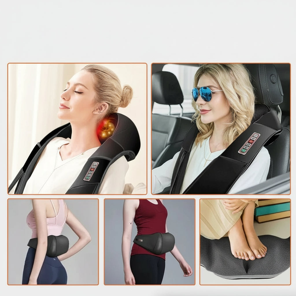 Shiatsu Back Neck and Shoulder Massager with Heat Deep Tissue 3D Kneading Pillow