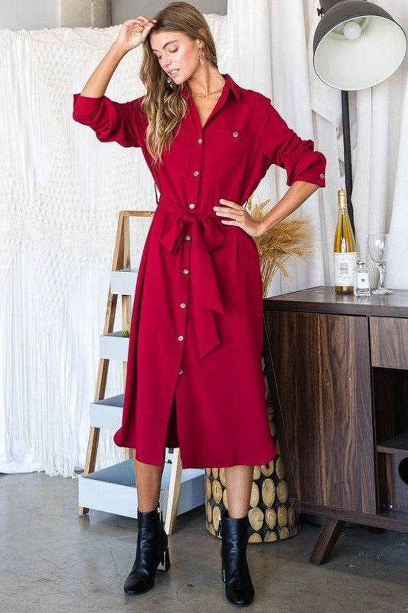 Button down Shirt Long Dress plus 30-545P