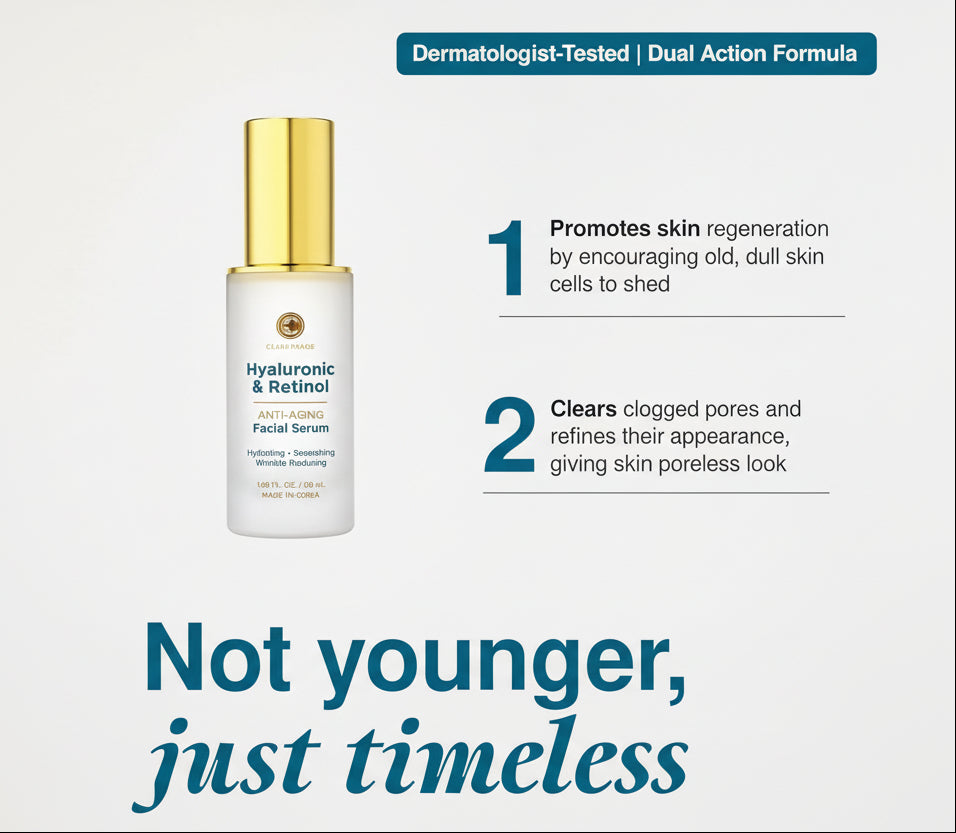 Hyaluronic Acid Serum for Face - Dermatologist Tested Hya & Retinol Ultra Hydrating Serum - Anti-Aging, Radiant Glowing Complexion, Wrinkle Reduction - Clean Beauty Korean Skin Care