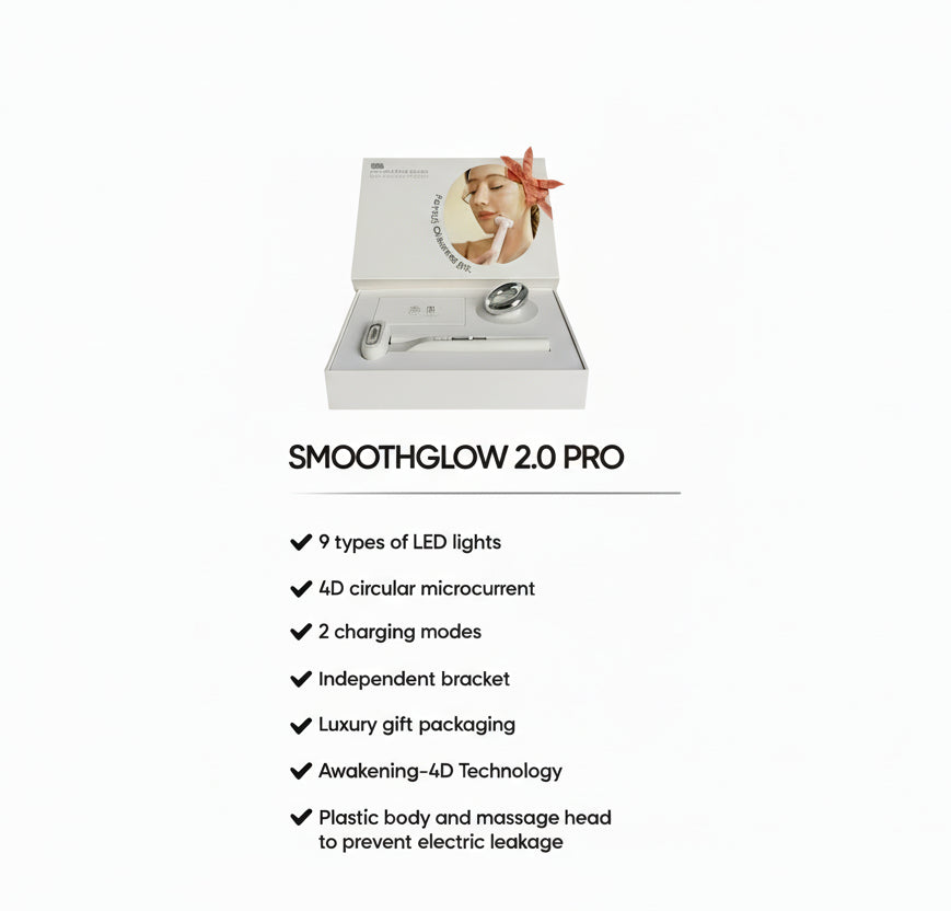 SMOOTHGLOW 2.0 PRO Awakening-4D 9-In-1 Red Light Therapy for Face, Home Radiant Renewal Facial Wand, LED Light Therapy Wand for Face Lift, Firm, Anti-Aging Wrinkle, Rejuvenation, Gift Set for Women