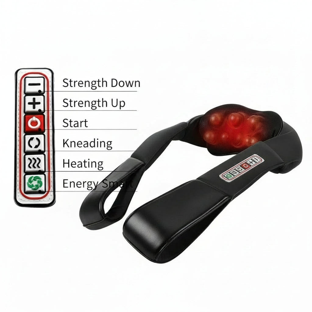 Shiatsu Back Neck and Shoulder Massager with Heat Deep Tissue 3D Kneading Pillow