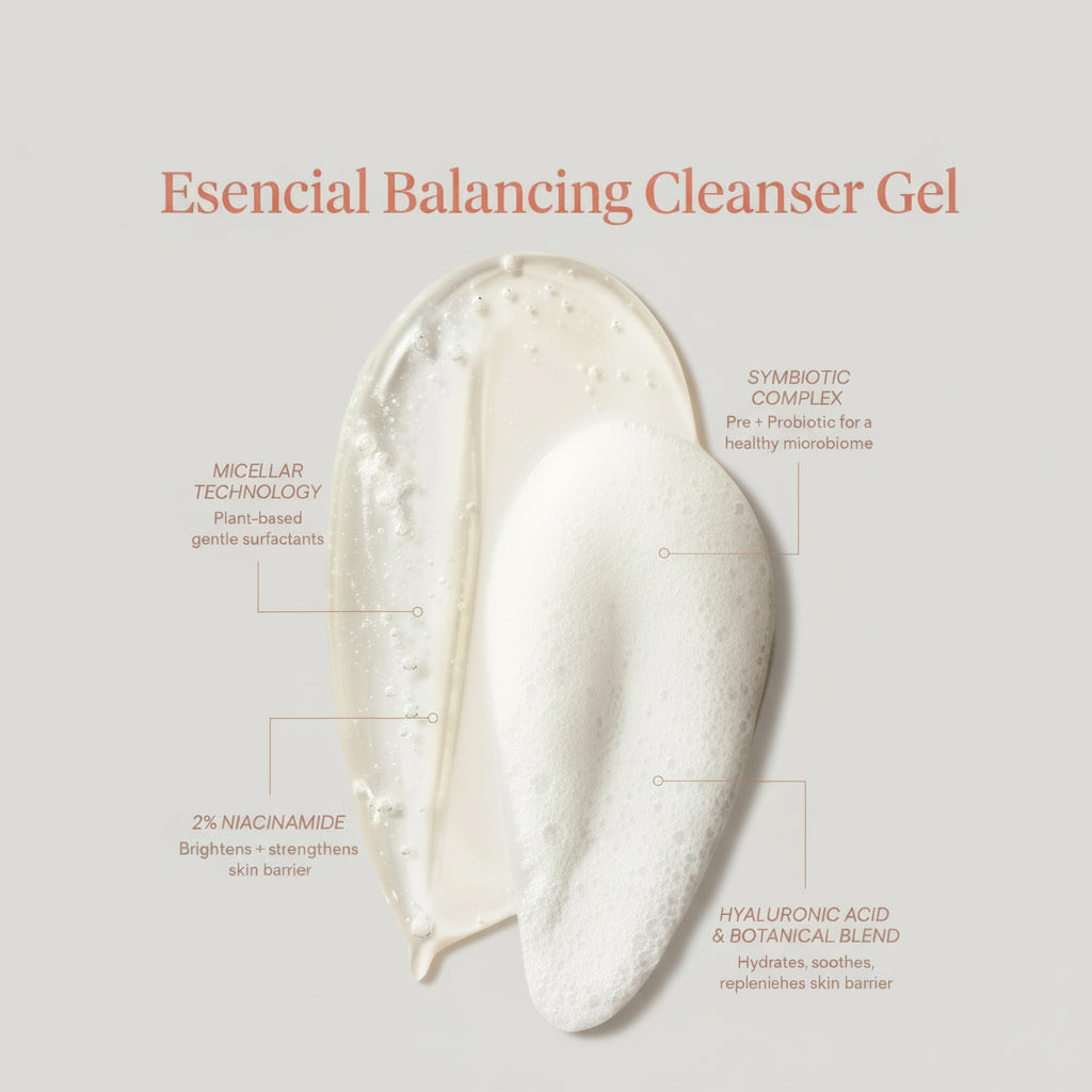 by Sofia Vergara - Esencial Balancing Cleansing Gel - Gentle Face Wash & Makeup Remover - Micellar Technology - Niacinamide, Hyaluronic Acid - Balance Skin Barrier- All Skin Types