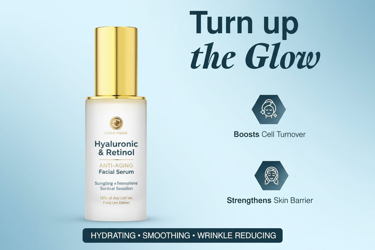 Hyaluronic Acid Serum for Face - Dermatologist Tested Hya & Retinol Ultra Hydrating Serum - Anti-Aging, Radiant Glowing Complexion, Wrinkle Reduction - Clean Beauty Korean Skin Care