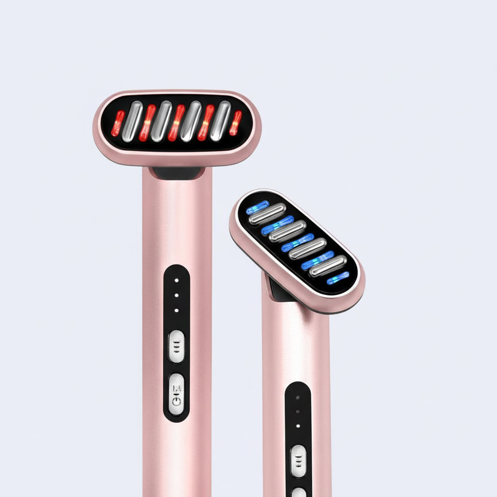5 in 1 Facial Wand | Microcurrent Device for Anti-Aging, Red & Blue Light Therapy, Face Massager for Rejuvenation, LED Light Therapy, Heat Therapy, Skin Care Tool: Lift Skin, for Damaged Skin