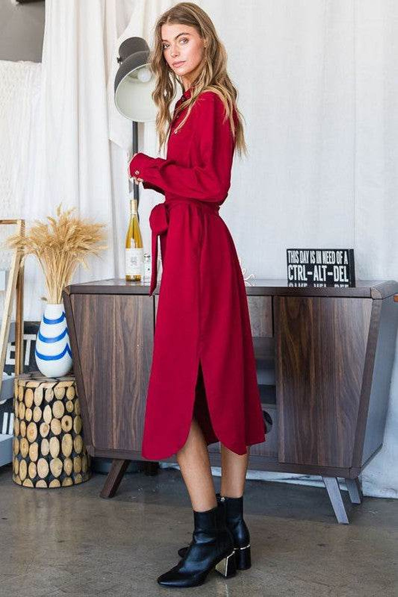 Button down Shirt Long Dress plus 30-545P